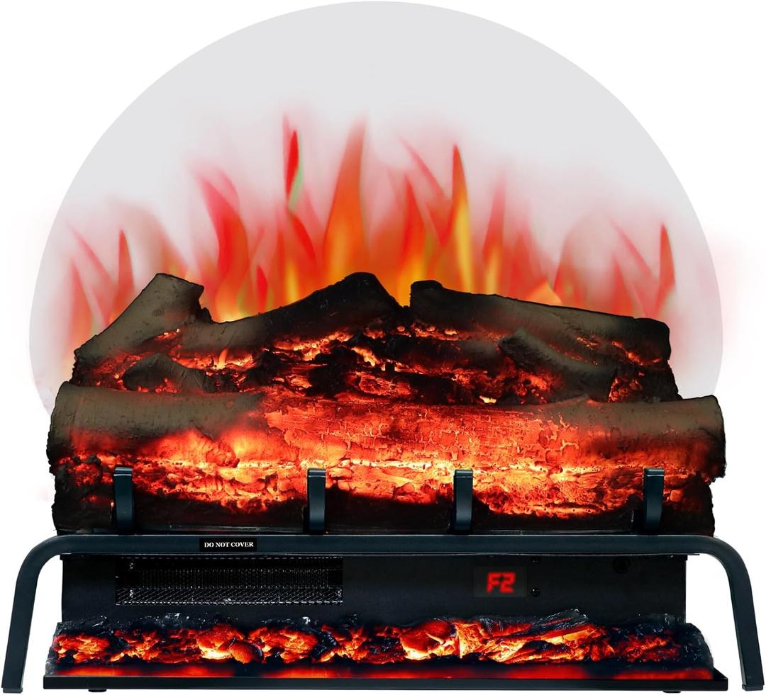 23" W Freestanding Electric Fireplace Inesert, Log Heater with 6 Flame ColorsAPP ControlTemperature Adjustment