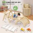 BlueWood Pikler Triangle Set with Cushion - Climbing Toys for Toddlers 9-in-1, Montessori Philosophy Play Jungle Gym with Arch, Ramp, Ladder (Natural Color)