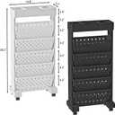 BYFU 6-Tier Movable Bookshelf Cart, Rolling File Paper Storage Organizer Mobile Bookcase with Wheels for Home Office Study Classroom, White
