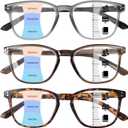 ZESAKER Progressive Multifocus Reading Glasses Women Men Blue Light Blocking Computer Readers Spring Hinges Eyeglasses (Grey Brown+ Tortoise+ Light Brown, 2.0)