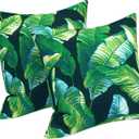 LVTXIII 2 Pack Outdoor Throw Pillow Covers for Patio Furniture, 16x16 Inch Square Pillow Case, Water-Repellent Cushion Covers for Garden, Porch, Sofa, Hanalei Lagoon