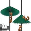 Qualirey 2 Pack Squirrel Baffles for Bird Feeder Poles 19 Inch Extra-Thick Polycarbonate Bird House Guard with Steel Spring Motion for Better Defense, Outdoor Pole Mount Squirrel(Green)