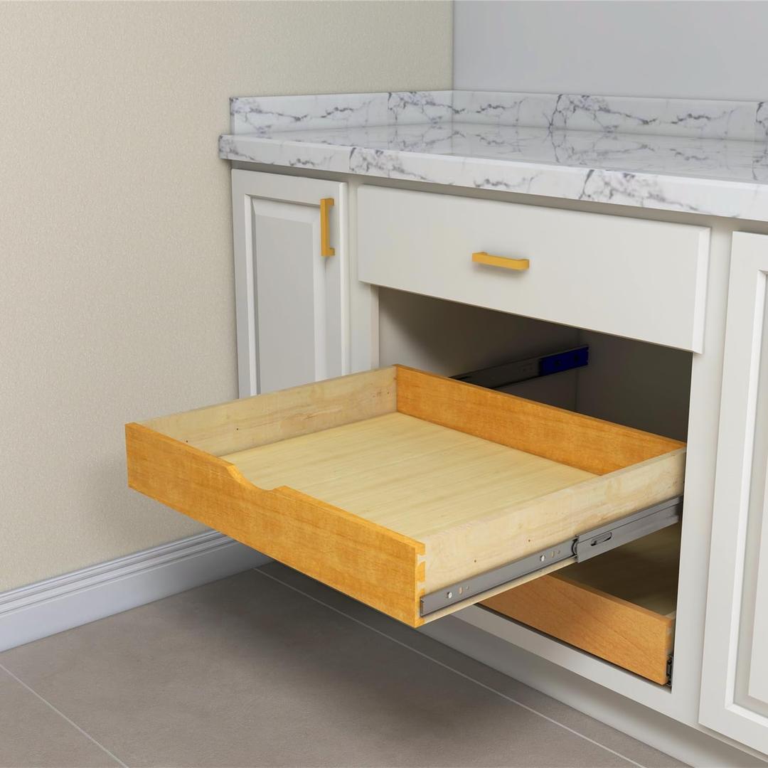 26'' Width Wood Pull Out Drawer for cabinets, Dovetail Joint Drawer, Roll Out Tray, Drawer Box, Cabinet Slide Out Shelve, Pull-Out Shelf, Pantry Organization & Storage (Fits RTA B30 and Pantry30) (POT#5 (27''W x 21''D))