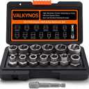 Valkynos Bolt Extractor Kit 13 Pcs, Stripped Bolt Extractor Set, Impact Bolt Nut Removal Tool, Easy Out Remove Rusted, Frozen, Damaged, Rounded-Off Bolt Nut Screw, with Hex Drive, Cr-Mo Steel