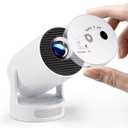 Magcubic 2025 Upgraded Mini Projector 4K support with WiFi 6 and Bluetooth 5.4, 5w Soundbase Speaker, Portable Projecteur with Auto Vertical Keystone 180° Rotatable Lens Cap for Movie Home HY300Pro+ (Pure White)