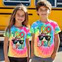 LUKYCILD Kids 100 Days of School Shirts 100 Days Celebration Tshirt Toddler Funny Letter Print Tee Top Boys Girls Outfits (3-4T, Tie Dye)