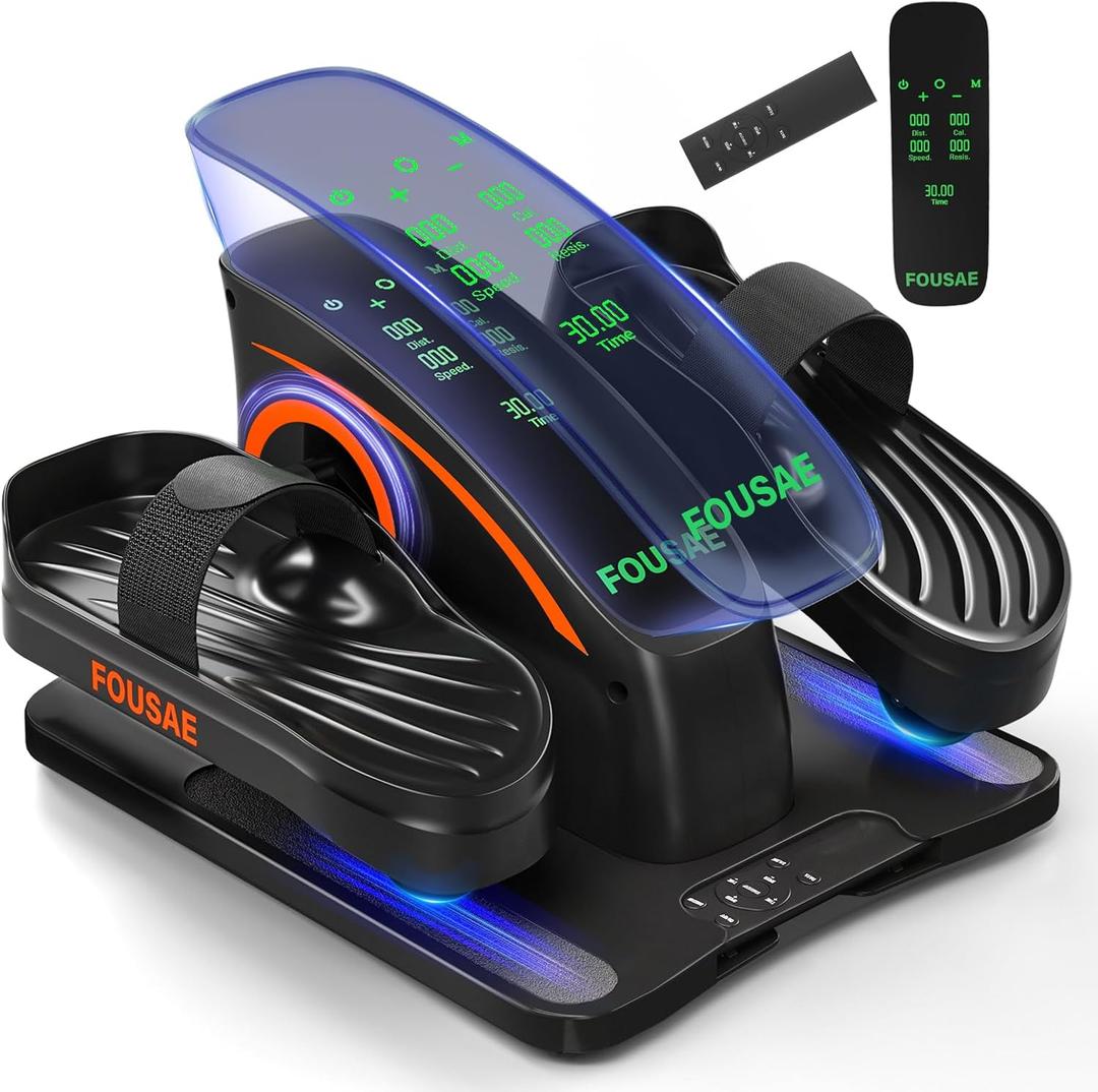 Under Desk Elliptical Machine, Upgraded 6 Adjustable Resistance &15 Speeds Electric Elliptical Leg Exerciser while Sitting for Seniors with Forward & Reverse Direction, Touch Screen and Remote Control