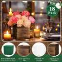 Dandat 18 Set Wood Cube Planter Box Square Wood Vase Rustic Cube Planter Box with Removable Plastic Liner Floral Foam Blocks for Centerpieces Home Wedding Garden Decor, Country Style (Brown)