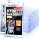 QTYORD 50 Pack 35PT Magnetic Card Holder for Trading Cards, One-Touch Card Case Holder for Baseball Football Sports MTG TCG Collectable Cards