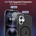 jaroco Magnetic for iPhone 16 Case with Screen Protector, Heavy Duty Protection, Compatible with MagSafe, Military Grade Drop Protection, Translucent Matte Shockproof Phone Cover, Black