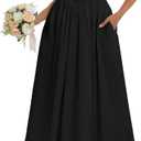 Parthea Women's Floral Halter Corset Midi Dress 2026 Elegant Smocked Flowy Wedding Guest Dresses with Pockets (X-Large, Black)