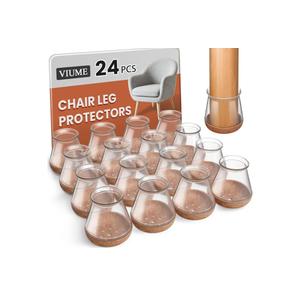 24 Pcs Chair Leg Floor Protectors for Hardwood Floors Silicone Covers to Protect Wood Tile Floors Scratches Felt Pads Furniture Leg Caps No Noise (Fit:0.5"-0.78")