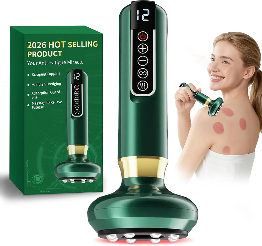 Lymphatic Drainage Massager Electric Gua Sha Anti Kit for Cellulite Massage Tool Cavitation Remover for Legs Handheld Smart Cupping Device Reviews Back and Arm Ventosas Para Masaje Muscular (Green)