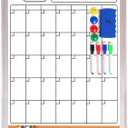 Whiteboard Calendar Dry Erase for Wall - 18 x 24 in White Board Planner Monthly Magnetic with 1 Eraser, 4 Dry Wipe Markers, 4 Magnets and 10 Thumb Tacks - Wall Hanging Marker Board Month Calendar