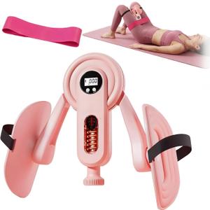 Thigh Trainer for Home Gym Workout, Pelvic Floor Muscle Exercise Devices with Adjustable Resistance for for Women Men, Inner Thigh Exerciser with Display and 20LB Resistance Band for Hip Leg Arm