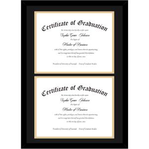 JCJMY Double 8.5x11 Diploma Frame, Classic Black and Gold Frame, Display Double Diploma 8.5x11 with Mat or 14x20 without Mat, Fit Document Picture Photo, Double Mat