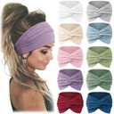 Jesries 10 PCS Women Headbands African Wide Hair Wrap Extra Turban Head Bands for Lady Large Sport Workout Stretch Non-slip Big Hair Bands 