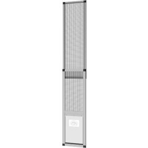 Hakuna Pets V2 Patio Pet Door Screen Insert Panel for Sliding Doors, Fits Door Track Min Ht 62.99" to Max Ht 84.25",UV Resistant Mesh, Locking Magnetic Dog Door, Easy Install and Removal,Large,Silver