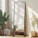 Delma Wall Full Length Mirror, Standing Mirror Full Body, Large Floor for Wall Door Bedroom Bathroom Living Room with Aluminium Frame (with Stand,56x15-Black)