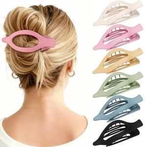 Flat Hair Clips for Women - 6 PCS French Flat Claw Clips Medium Hair Clips for Girls Large Hair Claw Clips for Thick or Thin Hair Strong Hold No Slip Hair Accessories for women (Light Colorful)