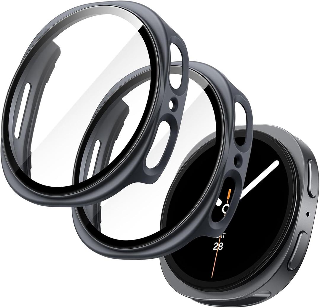 JETech Case with Screen Protector for Samsung Galaxy Watch 8 40mm, Overall Protective Cover, Built-in Tempered Glass Film High Sensitivity, 2 Pack (Graphite)