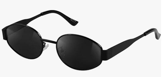 livho 2025 Trendy Oval Sunglasses - Stylish Polarized Shades for Everyday - Retro Metal Frames (Black/Grey)
