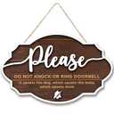 Woodamore Do Not Ring Doorbell Sign Baby Sleeping - Please Do Not Knock or Ring Doorbell Signs, No Soliciting Baby Sleeping Sign for Front Door