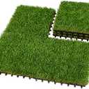 XLX TURF Interlocking Artificial Grass Turf Tiles, Thick Realistic Fake Grass Mat for Dogs, Patio, Indoor Outdoor Decor, 12" x 12", 6 Pack