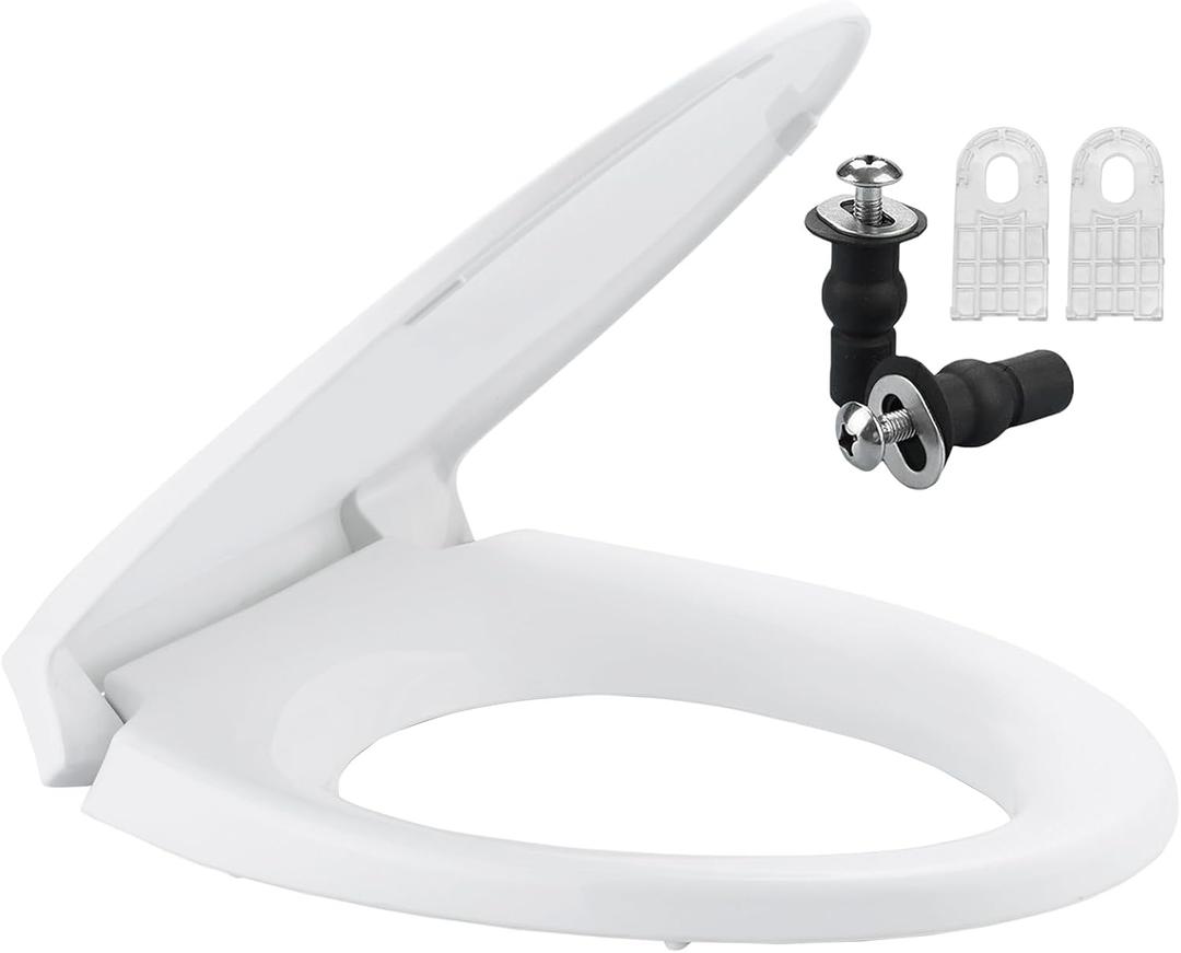SS114 Softclose Toilet Seat Replacement Compatible with TOTO SS113/SS154/SS224/SS204, Soft Close Elongated Toilet Seat, Oval Toilet Seat with Toilet Seat Bolts and Nut - Cotton White