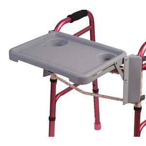 DMI Walker Tray, Rollator Tray, Mobility and Walker Accessory Tray Table Fits Most Standard Walkers, Folding with Two Cup Holders and Tool Free Assembly, 16 x 11.8 inch