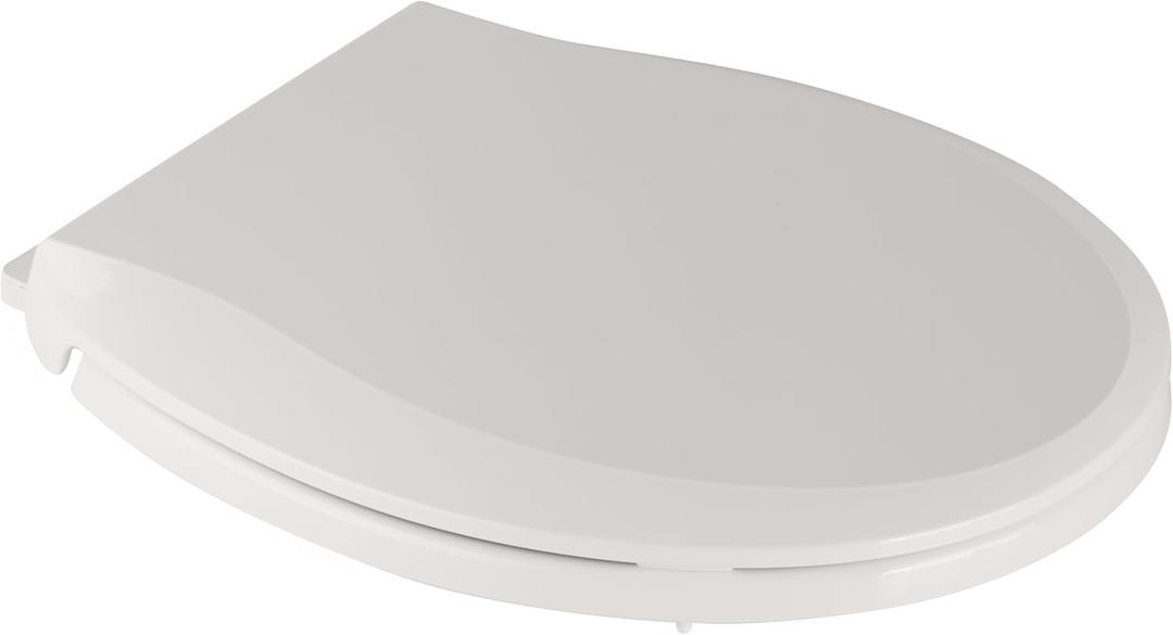 Durable Round Toilet Seat with Slow Soft Close - Easy to Install and Clean, Never Loosens - White, Fits Most Round Toilets Biscuit (Round without toddler seat, Biscuit)