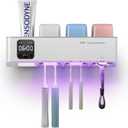 Toothbrush Holders Wall Mounted for Bathrooms, Toothbrush Holder - Smart Home & Bathroom Decor Tooth Brush Holders with 3 Cups, Features a Clock and auto Motion-Activated Night Light