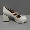 DREAM PAIRS Women's Platform Mary Jane High Chunky Closed Toe Heels Block Square Toe Double Strap Dress Pumps Fashion Party Y2K Shoes (7, White-pat)