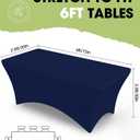 Pureegg Spandex Tablecloth 6ft - 2 Pack, Fitted and Tight Cloth for Rectangle Table, Wrinkle-Free and Stretch Table Cover for Party, Wedding, Banquet and Birthday, Navy Blue, 6 Ft - 2 Pcs