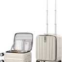 Hanke 16 Inch Underseat Carry On Luggage with Wheels,Small Hard Shell Suitcases for Weekender,Top Opening Lightweight Travel Luggage Suitcase for Womem Men,Ivory White.