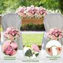 Geosar 8 Bundles Artificial Peonies Flowers Fake Silk Peony Bouquet Faux Peonies Flowers Bulk for Decoration Vase Floral Arrangements Wedding Party Table (Russet Red,Light Pink)