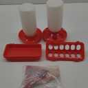 7PCS Chick Feeder and Waterer Kit with Wooden Perch,Baby Poultry Starter Set with Chick Perch for Small Poultry Chicks Ducks Quail Pigeons Birds(Red Chick Feeder Waterer Kit)