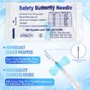 100 Pack Butterfly Needles Collection Needles Blood Collection Set with Holder Sterile Individual Packaging for Laboratories and Veterinary (Style1,23G X 3/4" X 12",Blue)