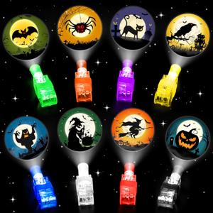 40 PCS Halloween Party Favors for Kids, Bulk Light Up Finger Lights Toys, Halloween Goodie Bag Basket Stuffers Treats Non Candy, Glow in the Dark Trick or Treat Toys, Classroom Prizes Gifts Supplies