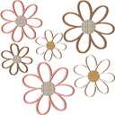 Thyle 6 Pcs Daisy Wall Decor Wooden Daisy Wall Sculptures Art Flowers Signs Hanging Plaque for Home Nursery Bedroom Farmhouse Bathroom Decorations Housewarming Gifts(Warm Color)