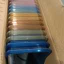 Geetery 12 Pcs Plastic Book Bins for Classroom, Semitransparent