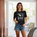 Breastfeeding Shirts for Women Zipper Nursing Tees Tops Letter Print Maternity Shirts Causal Nursing Graphic T-Shirt (Black, M)