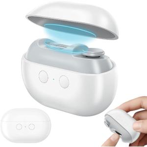 2026 Upgraded 2 in-1 Electric Nail Clipper, Magnetic Cover, Type-C Rechargeable Nail Trimmer with LED Light & Nail Storage Box, Electric Nail Clippers for Seniors, Adults and Children (White)