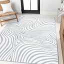 JONATHAN Y Maribo High-Low Abstract Striped Indoor/Outdoor Area Rug, Contemporary, Vintage, Bohemian, Glam, Bedroom, Kitchen, Living Room, Non Shedding, Light Blue/Ivory, 8x10 (SCN103C-8)