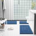 Buganda Bathroom Rugs, 24" x 20", Soft and Absorbent Microfiber Bath Rugs, Non-Slip Shaggy Shower Carpet, Machine Wash Dry Bath Mats for Bathroom Floor, Tub and Shower, Navy