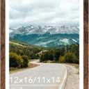Wood 12x16 Picture Frame with 11x14 Mat Deep Brown, Display 11x14 with Mat or 12x16 Without Mat, Wood 12 by 16 Photo Frame, 12 x 16 Frame for Wall Hanging Display, Deep Brown
