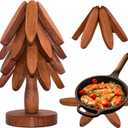Wooden Trivets for Hot Dishes, Wooden Tree Trivet Set of 4 for Easy Storage - Suited for Hots, Pans/Bowl, Teapot, Hot Holders - Multifunctional Ornaments (Dark - 4 PCs)