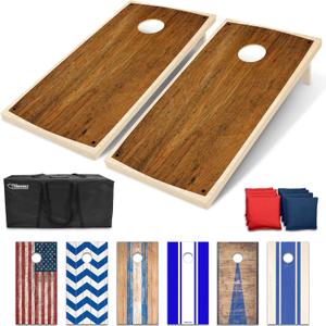 GoSports Portable Cornhole Sets, 8 Styles Choose 4 x 2 ft or 3 x 2 ft - Boards Include 8 Bean Bags, Travel Case, and Game Rules