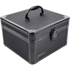 Vaultz Portable Safe Box - 10 x 10 x 6.5 Inch Large Storage Box with Lock, Mesh Pocket & Adjustable Compartments for Cash, Documents and Valuables - Tactical Black