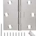 Door Hinges Brushed Nickel - 12 Pack Nickel Door Hinge 3.5 Inch Interior Satin Nickel Hinges with Square Corner - 3 1/2 Inch Silver Hardware Door Hinges for Residential Standard Door
